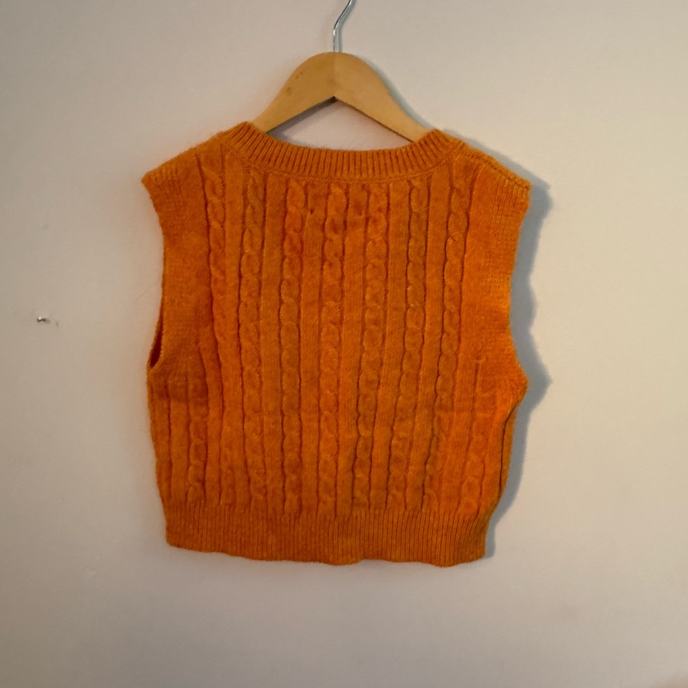 Zara Girls Orange Cable Knit Sweater Vest - Picture 2 of 3